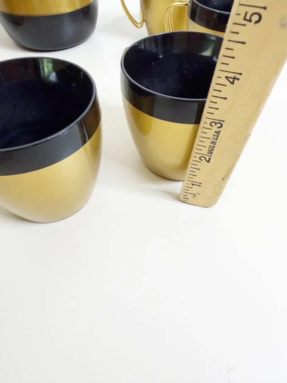 VTG West Bend Thermo-Serv Gold Black Coffee Carafe Set 6 Mugs MCM EUC
